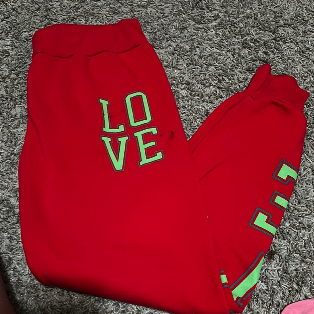 Kids Red Love Print Bottoms